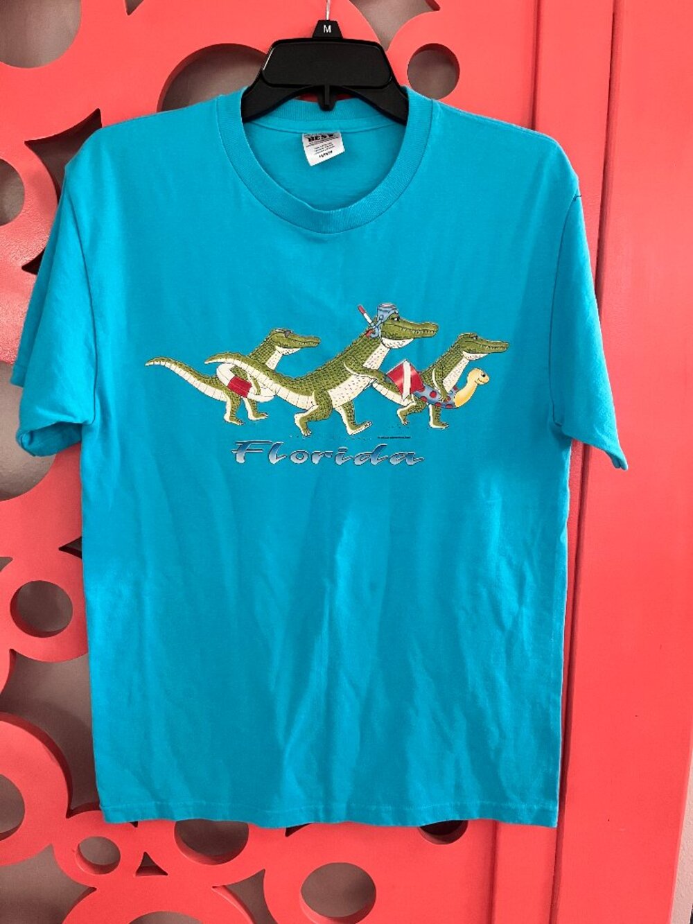 Florida Alligator Scuba Diving Graphic T-Shirt Size Medium Blue Tourist Tee